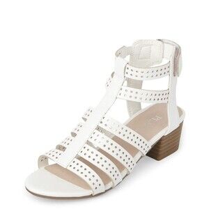 The Children’s Place Girls Perforated Gladiator Heel Sandals White Wedding Party